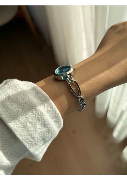 Yuvarlak Mavi Kadranlı Ince Gümüş Kordon Minimal Kadın Kol Saati - 31 fiyatları