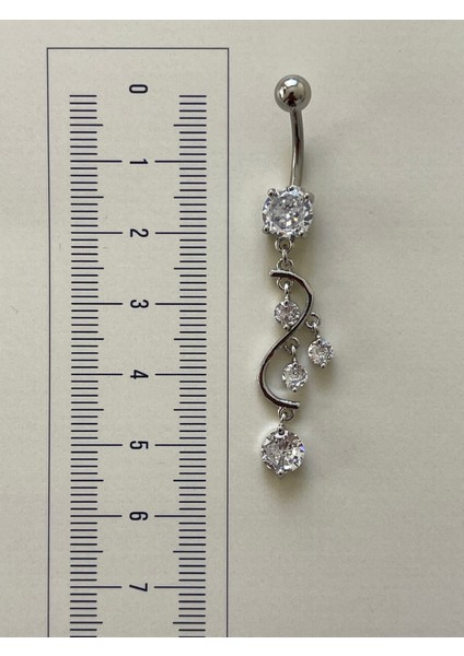 316 L Cerrahi Çelik Bar Ölçüsü 10 mm Kristal Taşlı Sallantılı Sarmaşık Model Göbek Piercingi fiyatları
