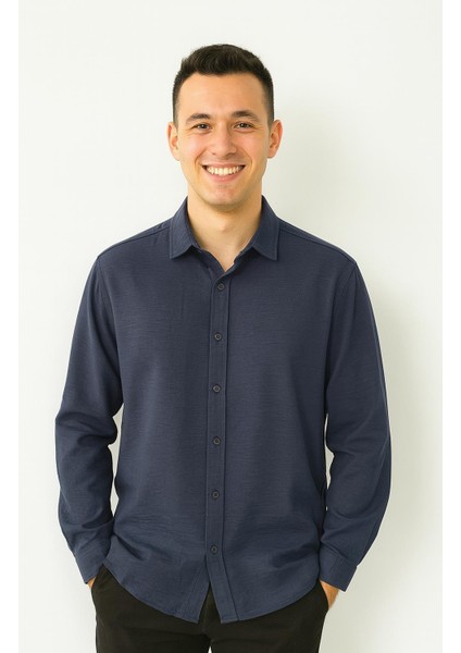 Huffa Erkek Pamuklu Müslin Uzun Kol Gömlek 7359