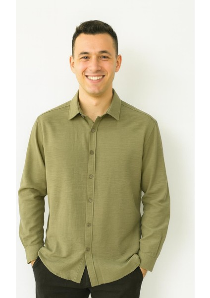 Huffa Erkek Pamuklu Müslin Uzun Kol Gömlek 7359