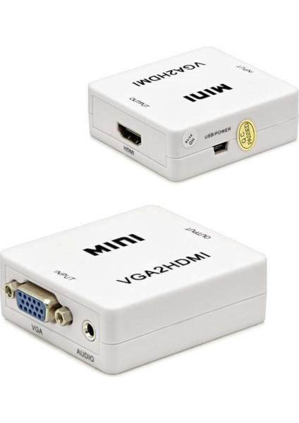 Büro Ev Ofis Network Dönüştürücü Için Beyaz 1080P Full Hd VGA To Hdmı Çevirici