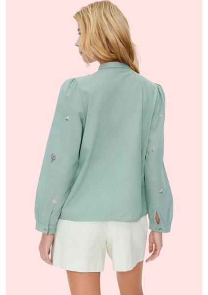 Kadın Tropikal Desenli Dokuma Gömlek Pamuk Günlük Kullanım Için Yaz Aylarının Vazgeçilmezi modelleri