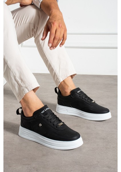 Erkek Sneaker Siyah Beyaz Günlük Spor Ayakkabı Yüksek Taban Rahat Tasarım X55