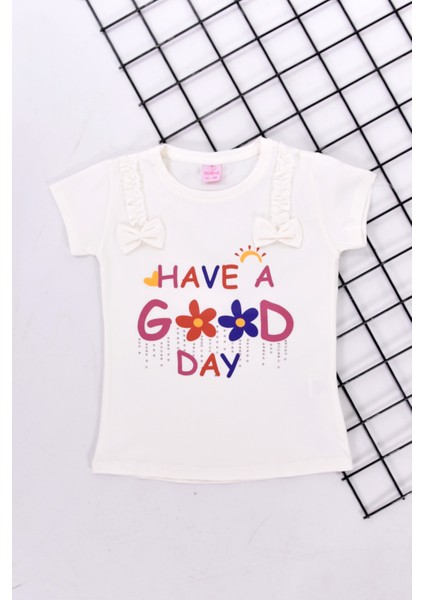 Good Day Baskılı Kısa Kol Kız Çocuk Tişört 1-4 Yaş fiyatları