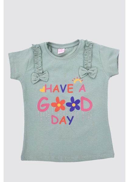 Good Day Baskılı Kısa Kol Kız Çocuk Tişört 1-4 Yaş