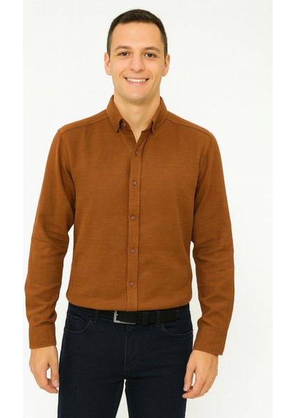 Panotti Erkek Pamuklu Keten Uzun Kol Gömlek 7360