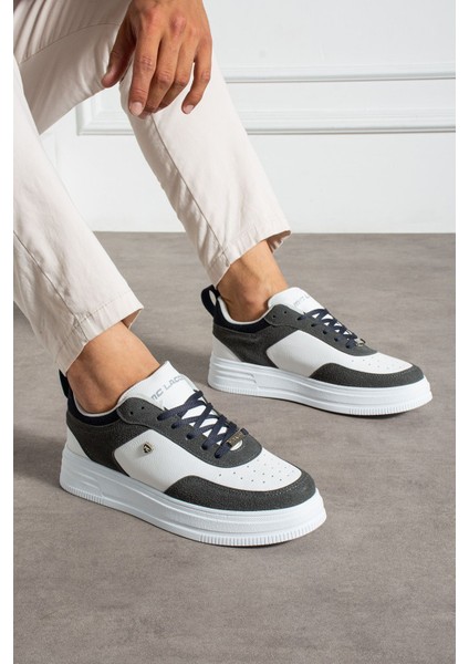 Erkek Beyaz Füme Sneaker Günlük Spor Ayakkabı Yüksek Taban Rahat Tasarım X55