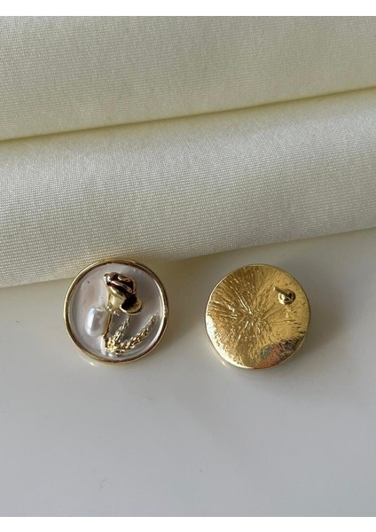 Vintage Incili Gül Detaylı Kadın Küpe modelleri