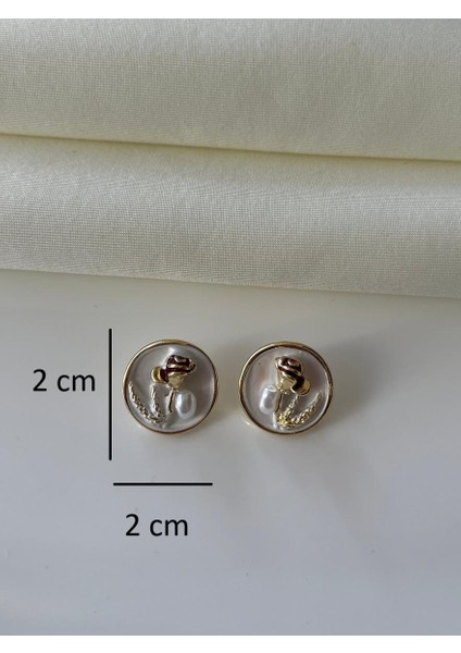 Vintage Incili Gül Detaylı Kadın Küpe fırsatları