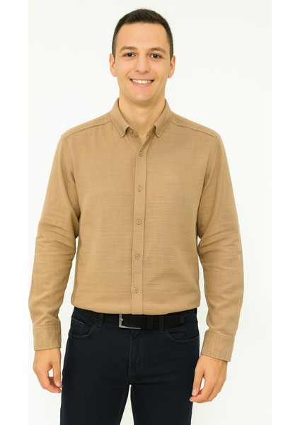 Panotti Erkek Pamuklu Keten Uzun Kol Gömlek 7360