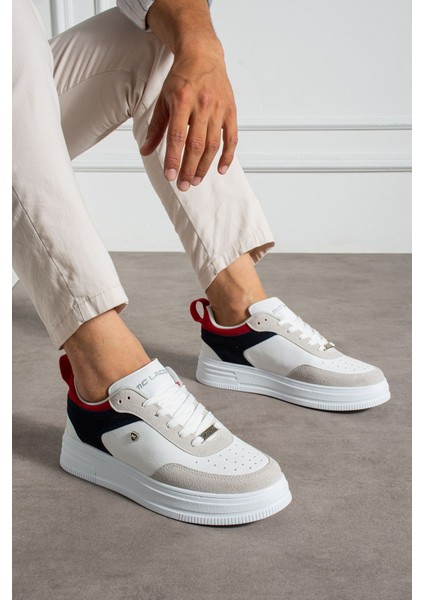 Erkek Sneaker Beyaz Lacivert Günlük Spor Ayakkabı Yüksek Taban Rahat Tasarım X55 fırsatları