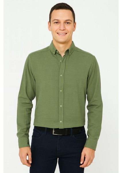 Panotti Erkek Pamuklu Keten Uzun Kol Gömlek 7360