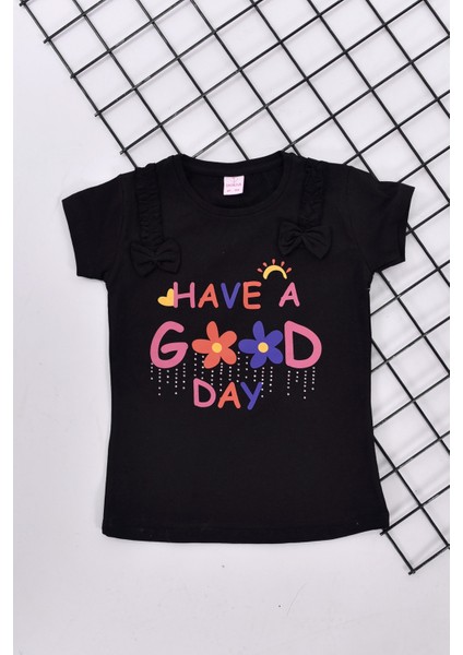 Good Day Baskılı Kısa Kol Kız Çocuk Tişört 1-4 Yaş fiyatları