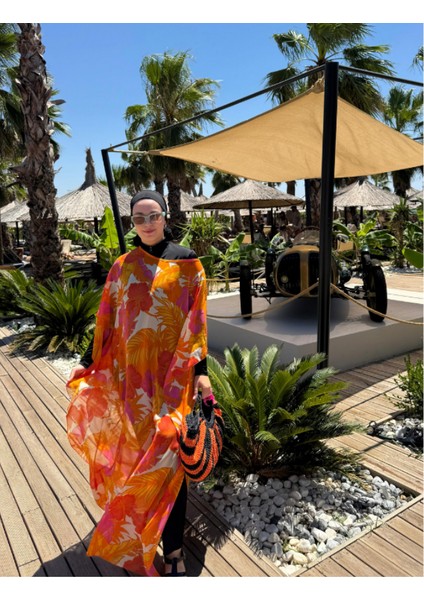 Qymos Prıve Tropikal Desenli Pareo Kaftan Kimono fırsatları