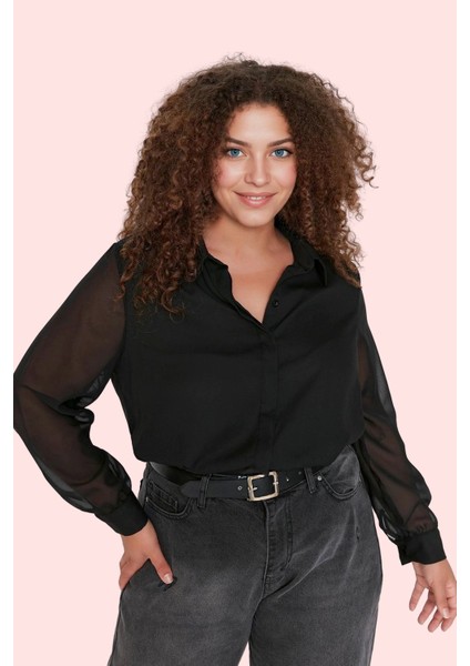 Kadın Regular Kalıp Gömlek Şifon Dokuma Uzun Kollu Günlük Hafta Sonu Yaz Aylarının Vazgeçilmezi