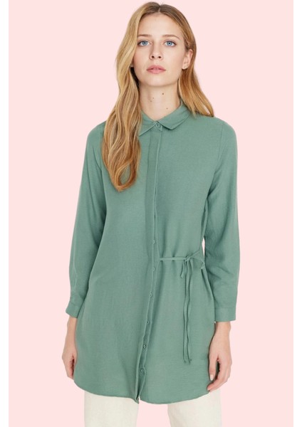 Kadın Polyester Lilyum Dokuma Gömlek Uzun Kollu Casual Stil Günlük Kullanım Modern Tasarım