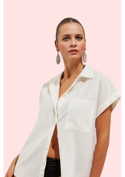 Kadın Pamuklu Plaj Gömleği Truvakar Kol Reglan Dik Yaka Günlük Kullanım Yaz Aylarının Vazgeçilmezi fiyatları