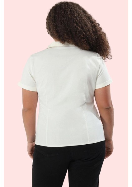 Kadın Fitted Fermuarlı Gömlek; Pamuk; Büyük Beden; Yazlık; Günlük Kombinler Modern Tasarım modelleri