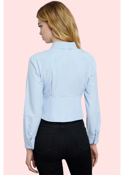 Kadın Crop Gömlek Pamuk Polyester Dokuma Kumaş Şık Tasarım Günlük Kullanım Kaliteli Malzeme fiyatları