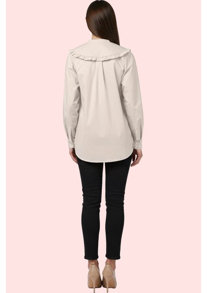 Kadın Ramadan Koleksiyonu Pamuklu Dokuma Gömlek Uzun Kollu Bebe Yaka Regular Kalıp Günlük Kullanım fiyatları