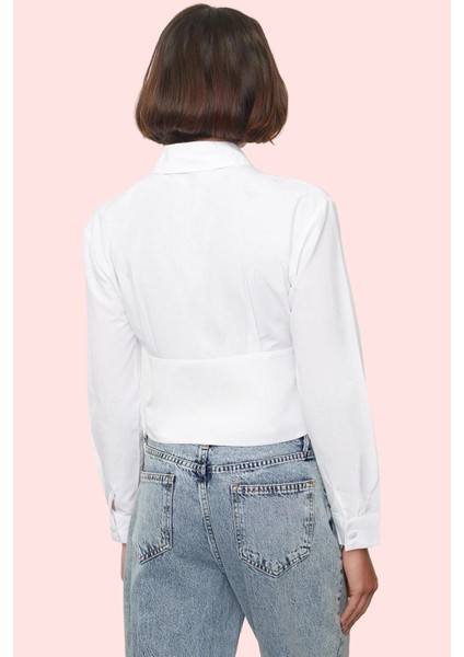Kadın Crop Gömlek Pamuk Polyester Dokuma Kumaş Şık Tasarım Günlük Kullanım Kaliteli Malzeme modelleri