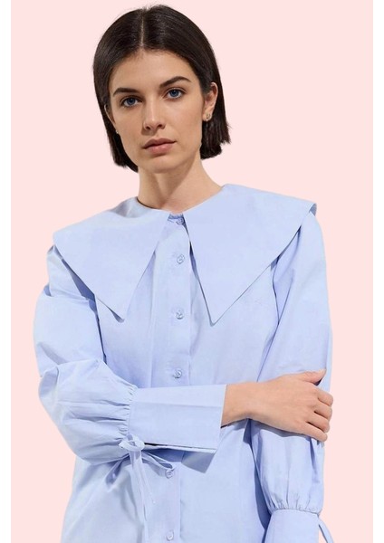 Kadın Pamuk Terrycotton Kumaş Gömlek Bağcıklı Manşet Günlük Kullanım Yaz Aylarının Vazgeçilmezi fiyatları