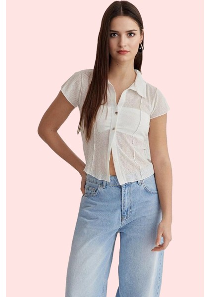 Kadın Polyester Gömlek Fitted Kalıp Kısa Kollu Yaka Yazlık Günlük Yaz Aylarının Vazgeçilmezi fiyatları