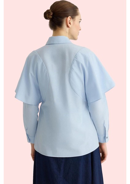 Kadın Pamuk Polyester Basic Gömlek Pelerin Detaylı Uzun Kollu Yaka Şık Günlük Modern Tasarım modelleri