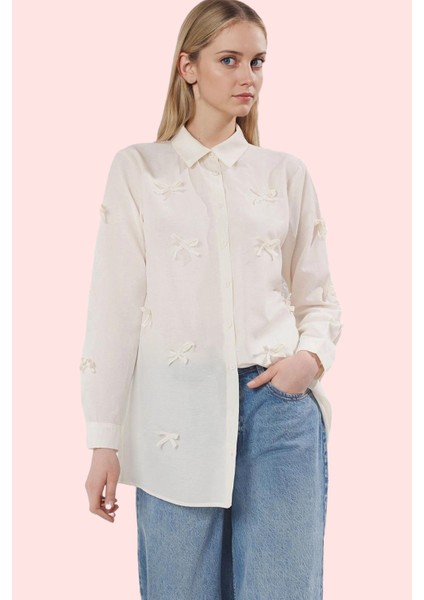 Kadın Ramadan Koleksiyonu Basic Fiyonk Detaylı Uzun Kollu Gömlek Yaz Aylarının Vazgeçilmezi fiyatları