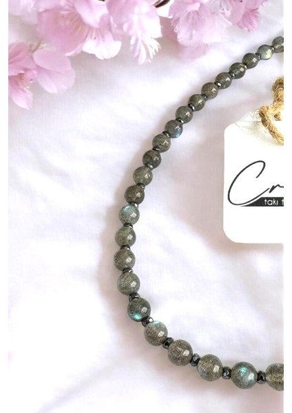 6 mm Hakiki Labradorit & Hematit Doğaltaşlı 925 Ayar Gümüş Kadın Kolye fiyatları