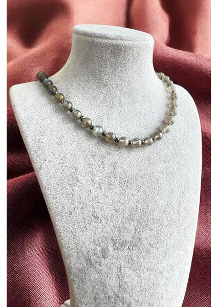 6 mm Hakiki Labradorit & Hematit Doğaltaşlı 925 Ayar Gümüş Kadın Kolye fırsatları