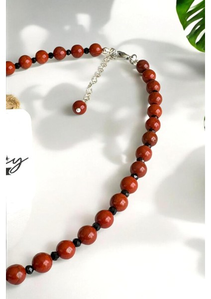 6 mm Kırmızı Jasper & Oniks Doğaltaş 925 Ayar Gümüş Kadın Kolye fiyatları