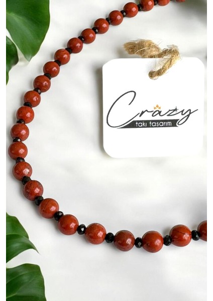 6 mm Kırmızı Jasper & Oniks Doğaltaş 925 Ayar Gümüş Kadın Kolye modelleri