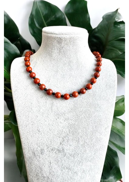 6 mm Kırmızı Jasper & Oniks Doğaltaş 925 Ayar Gümüş Kadın Kolye fırsatları