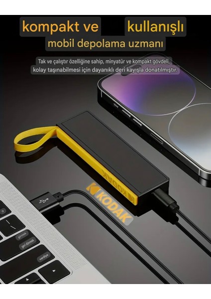 256Gb. 450Mb/s Yüksek Hızlı Usb Flash Bellek Type-C ve Usb 3.2 Kablo Dahil 2'si 1'Arada Ultra Hızlı Yeni Nesil Son Teknoloji Orjinal