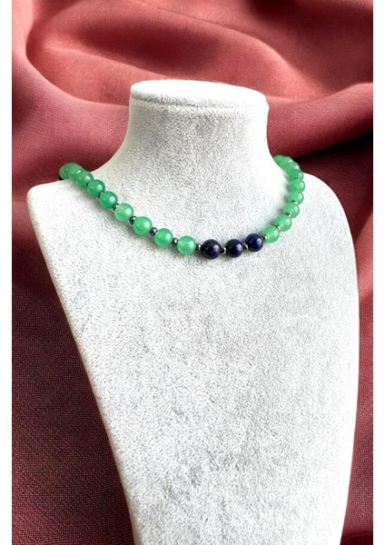 6 mm Lapis-Avanturin&hematit Doğaltaşlı 925 Ayar Gümüş Kadın Kolye fırsatları