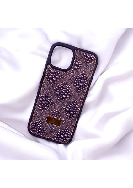 Apple iphone 15 Taşlarla Süslenmiş Kılıf Inci Boncuk Plaid Kapak . indirimleri