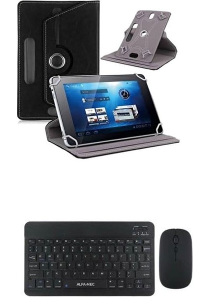 Samsung Galaxy Tab S10 Fe 10.9'' Kılıf Uyumlu Standlı Kablosuz Bluetooth Klavye Mouse Set