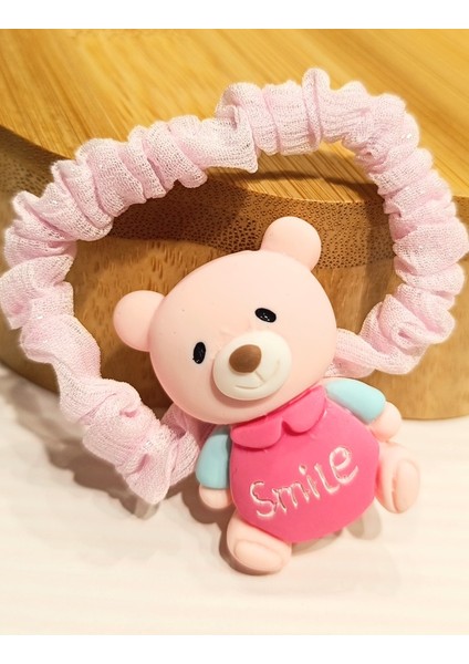 Pembe Lüks Gösterişli Ayıcık Figürlü Lastik Toka