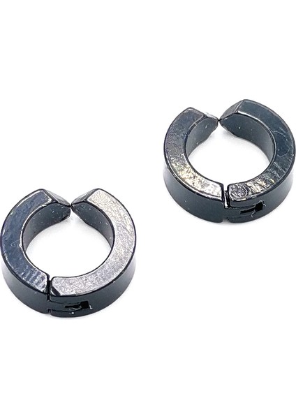 Siyah Kıstırmalı Çelik Küpe