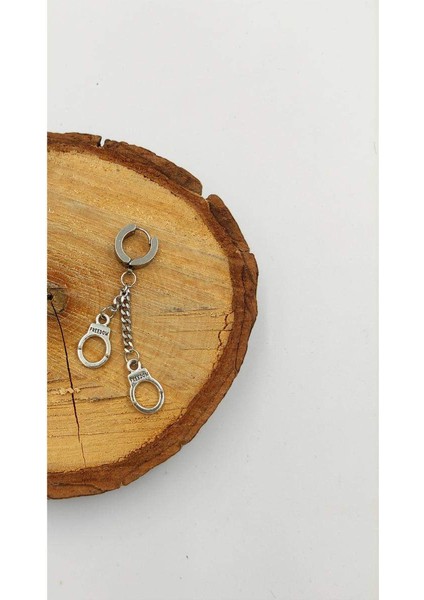 Çelik Figürlü Sallantılı Unısex Küpe