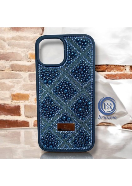 Apple iphone 12 / 12 Pro Taşlarla Süslenmiş Kılıf Inci Boncuk Plaid Kapak .