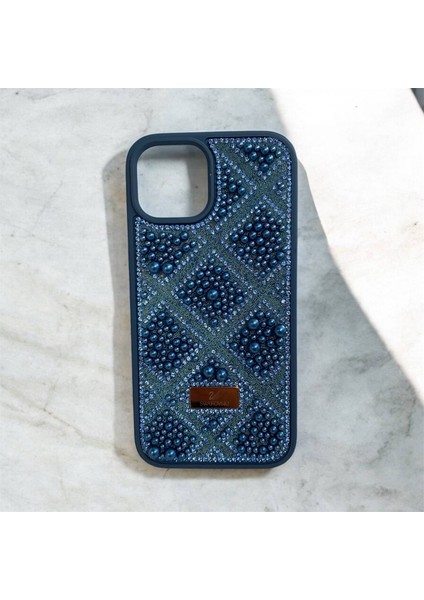 Apple iphone 12 / 12 Pro Taşlarla Süslenmiş Kılıf Inci Boncuk Plaid Kapak .