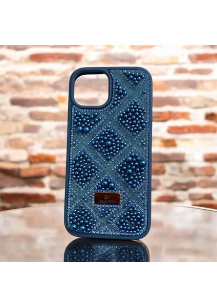 Apple iphone 12 / 12 Pro Taşlarla Süslenmiş Kılıf Inci Boncuk Plaid Kapak .