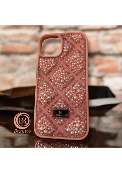 Apple iphone 12 / 12 Pro Taşlarla Süslenmiş Kılıf Inci Boncuk Plaid Kapak .