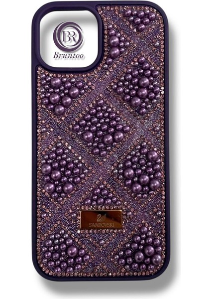 Apple iphone 13/14 Taşlarla Süslenmiş Kılıf Inci Boncuk Plaid Kapak . modelleri