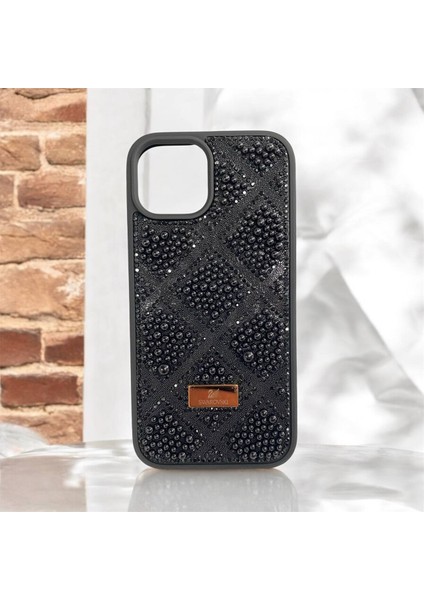 Apple iphone 13/14 Taşlarla Süslenmiş Kılıf Inci Boncuk Plaid Kapak .