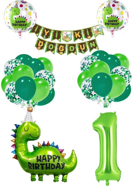 1 Yaş Dinazor Temalı Doğum Günü Seti