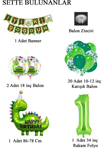 1 Yaş Dinazor Temalı Doğum Günü Seti fiyatları