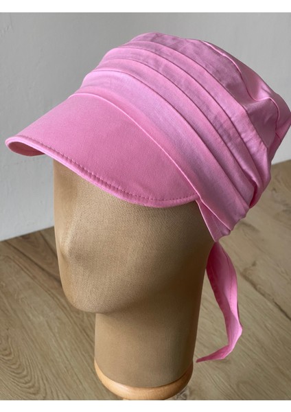 Safari Kadın Şapkası , Bağlamalı Eşarplı Şapka Plaj Şapkası Siperli Bandana Şapka